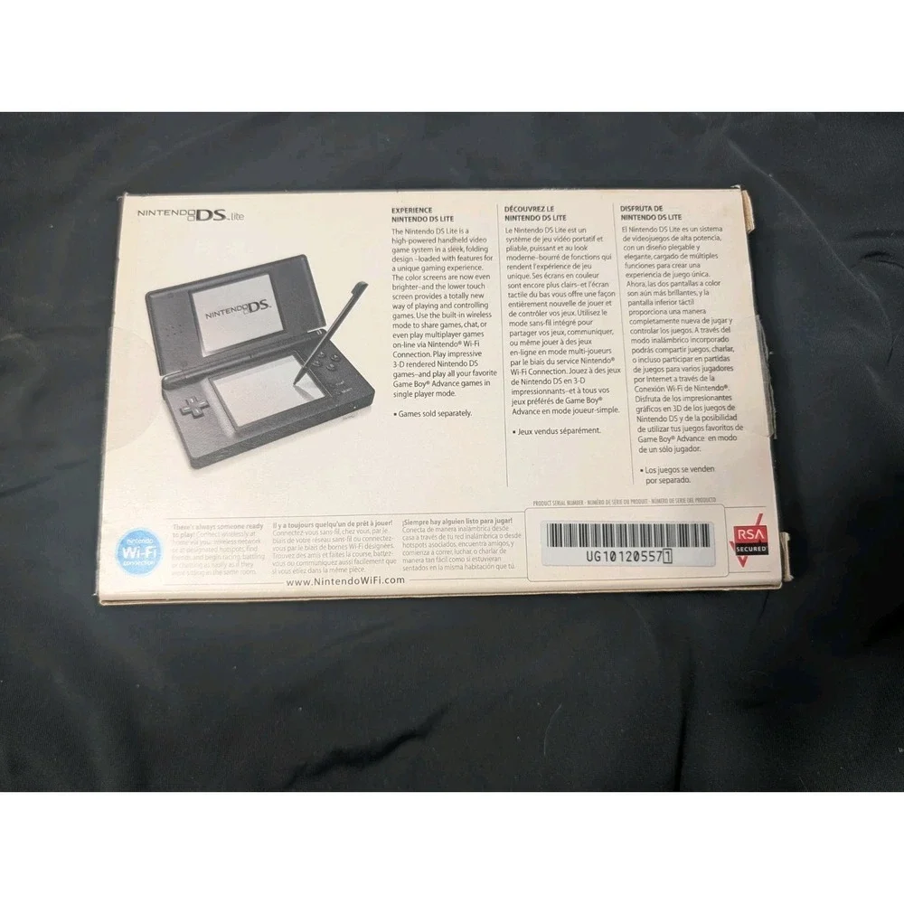 Nintendo‎ DS Lite Onyx Black Handheld Console CIB Original Box Manuals